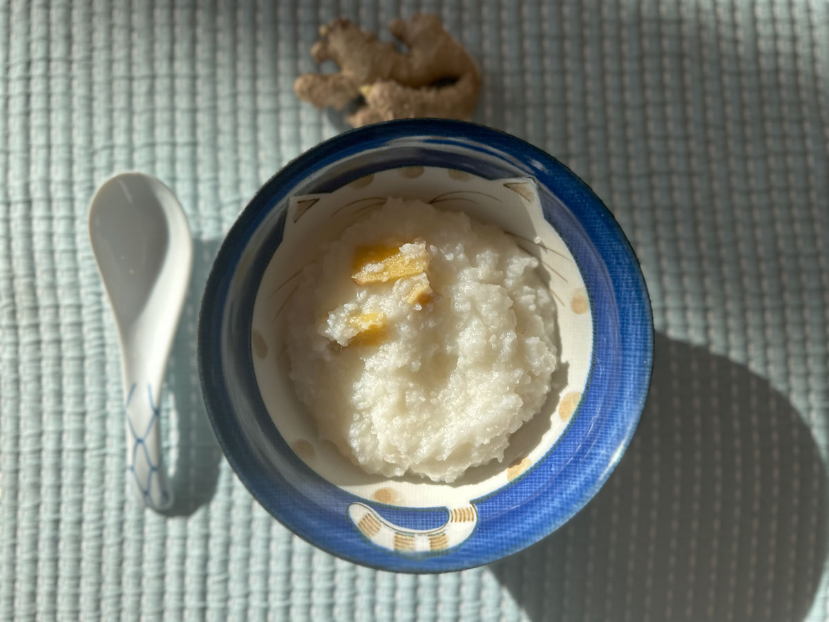 ginger congee for winter to support kidney and adrenal health