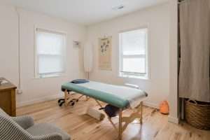 Acupuncture treatment room at Asheville Orthopedic Acupuncture Moxa House West Asheville NC